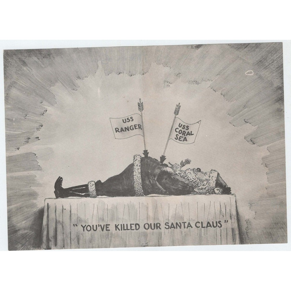 Vintage USS Ranger USS Coral Sea Santa Claus Naval Satire Print 7.5x5.4